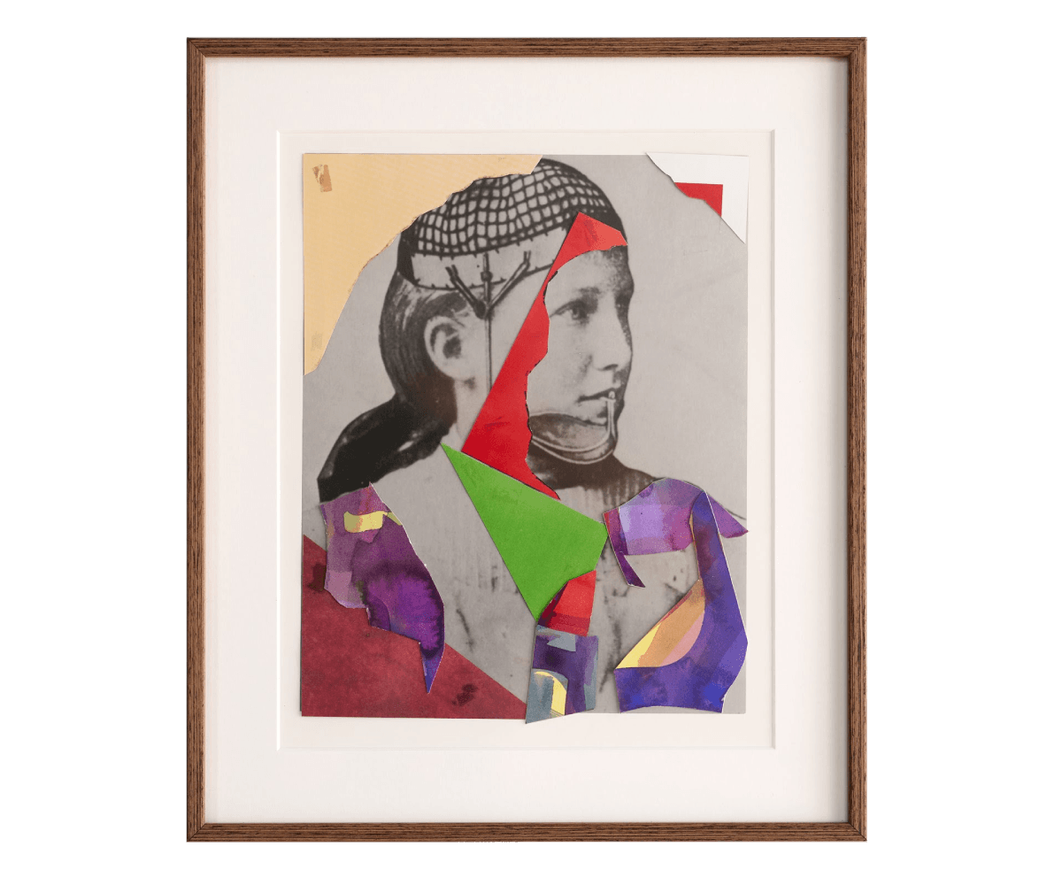 Melissa Meyer, <em>Femmage 1</em>, Spring 2015, Collage with photograph and watercolors, 10 x 8 in., 14½ x 12¼ x 1 in. (framed) Melissa Meyer, Femmage 1, Spring 2015, Collage with photograph and watercolors, 10 x 8 in., 14½ x 12¼ x 1 in. (framed)