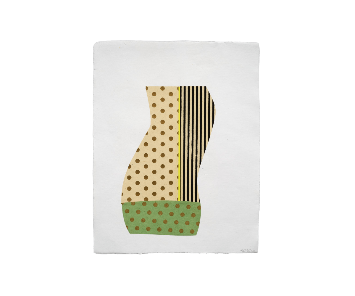 Almond Zigmund, <em>Untitled (Backed)</em>, 2025, Mulberry collage paper on hand made cotton paper, 16½ x 12½ in. Almond Zigmund, Untitled (Backed), 2025, Mulberry collage paper on hand made cotton paper, 16½ x 12½ in.