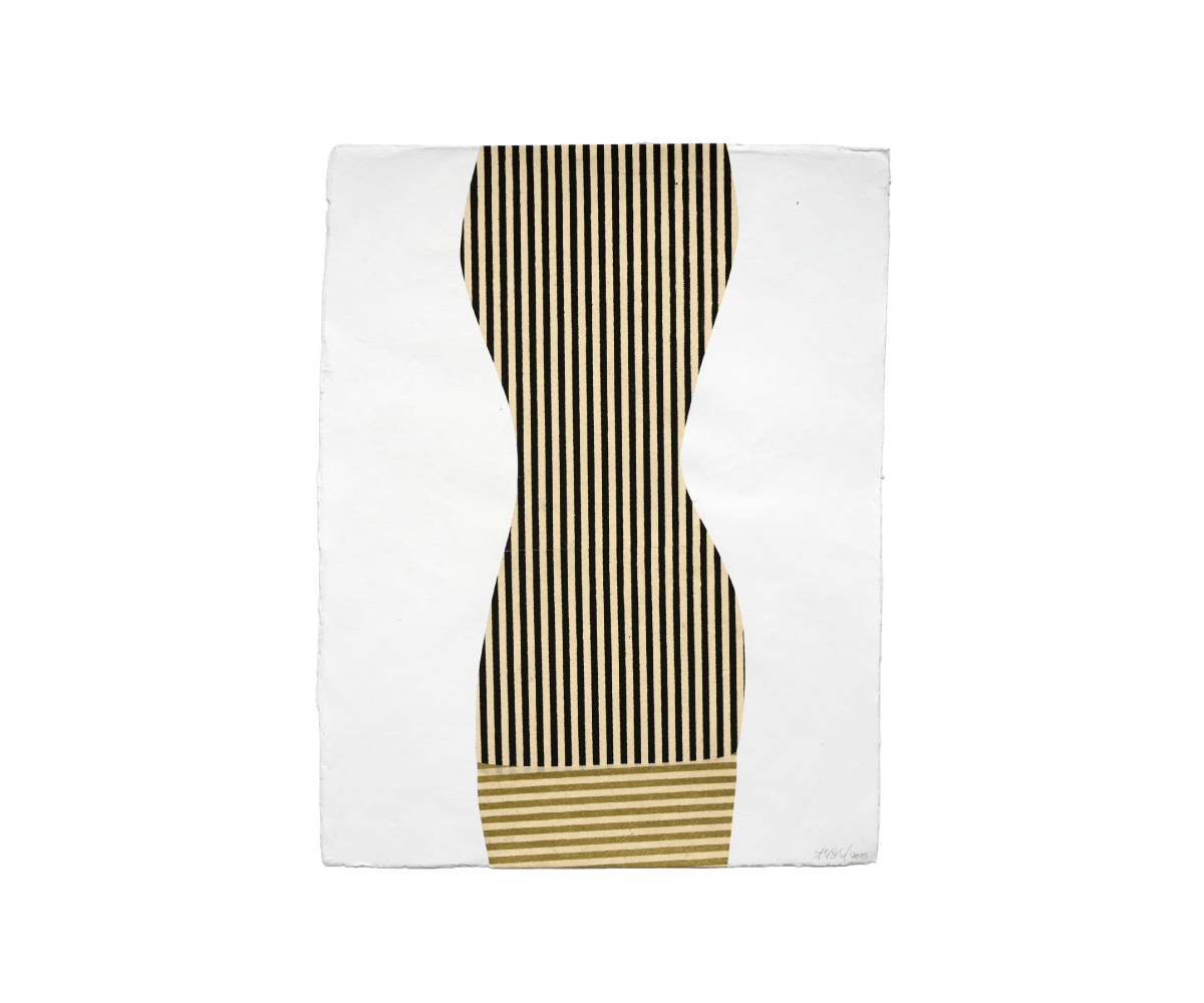 Almond Zigmund, <em>Untitled (Straight up)</em>, 2025, Mulberry collage paper on hand made cotton paper, 16½ x 12½ in. Almond Zigmund, Untitled (Straight up), 2025, Mulberry collage paper on hand made cotton paper, 16½ x 12½ in.